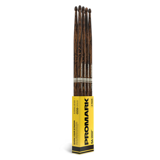 ProMark Drum Sticks - Rebound 5A Drumsticks - FireGrain For Playing Harder, Longer - No Excess Vibration - Lacquer Finish, Acorn Tip, Hickory Wood - Drum Sticks Set of 4 Pairs